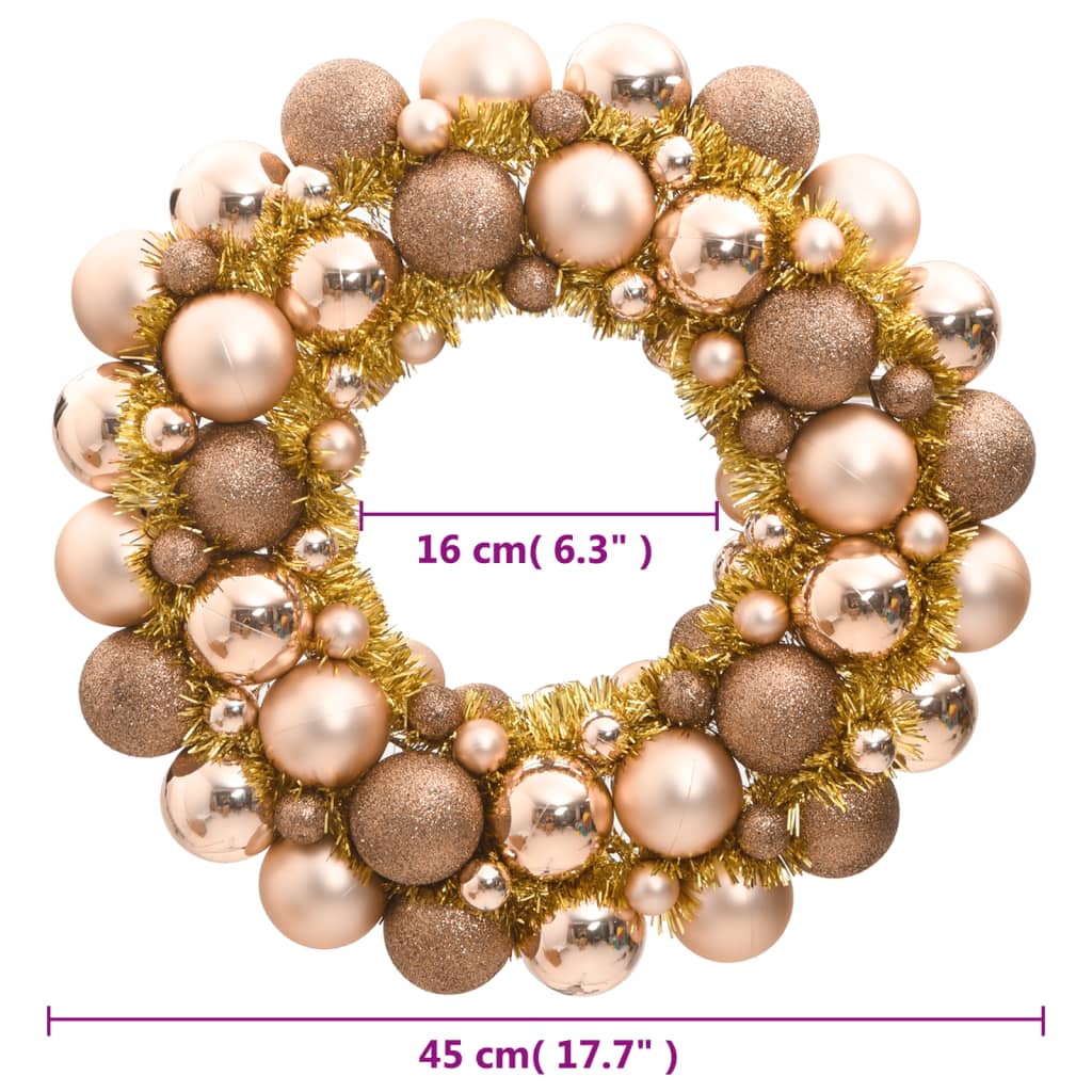 vidaXL Coroană de Crăciun, roz auriu, 45 cm, polistiren