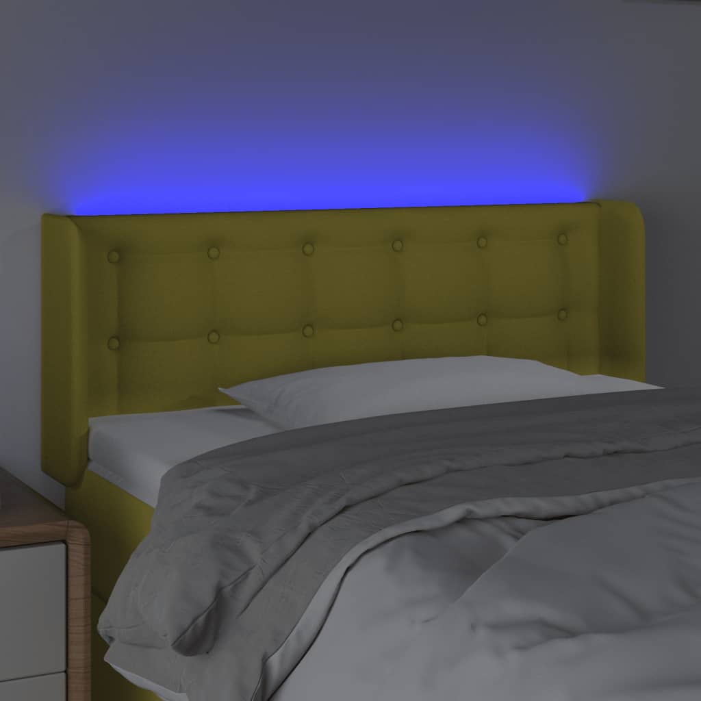 vidaXL Tăblie de pat cu LED, verde, 103x16x78/88 cm, textil
