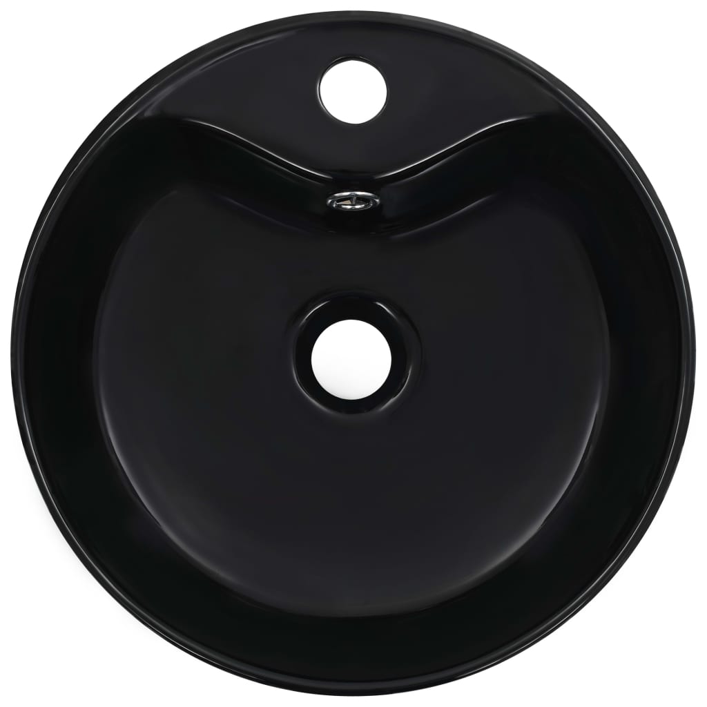 vidaXL Chiuvetă cu preaplin, negru, 36x13 cm, ceramică
