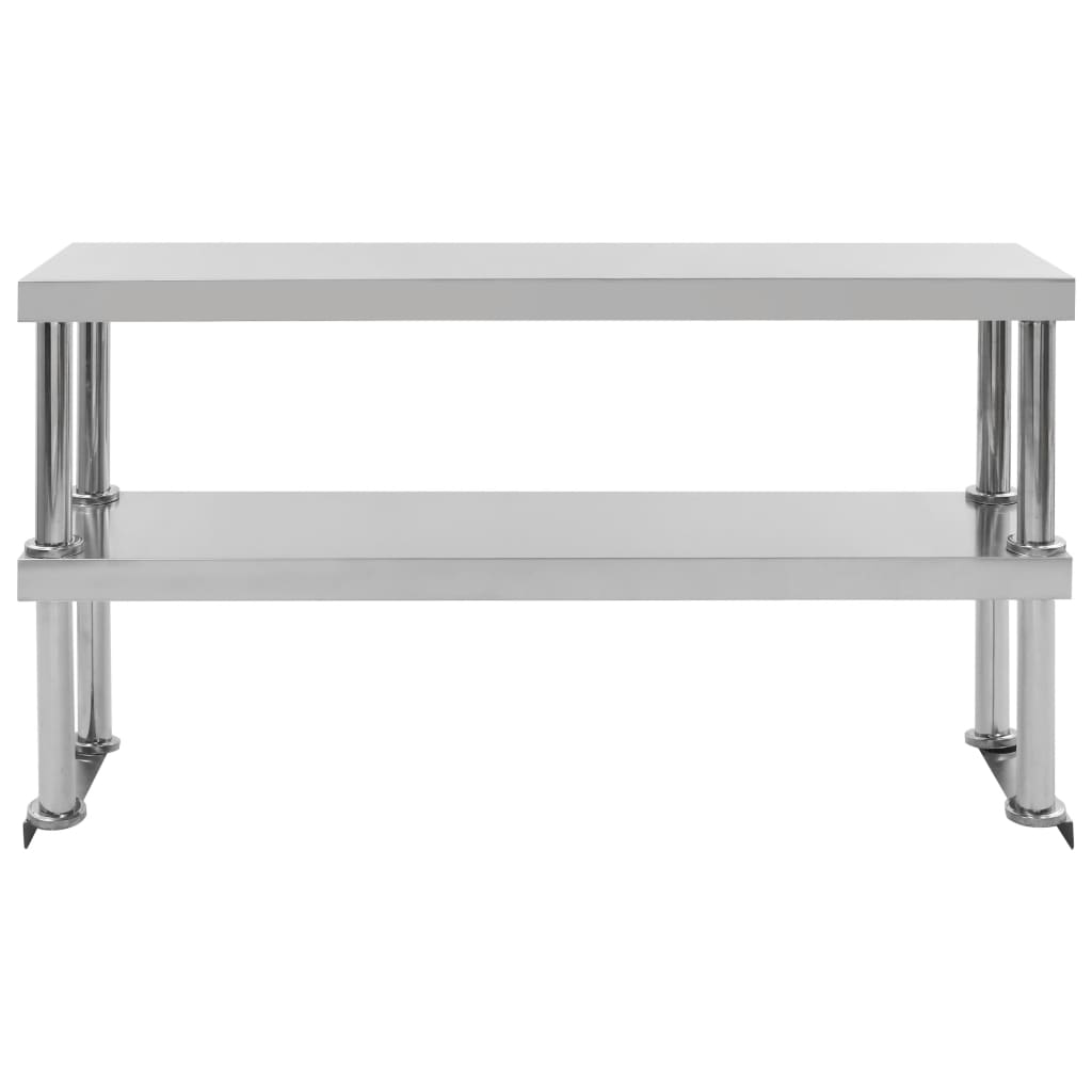 vidaXL Raft masă de lucru cu 2 niveluri, 120x30x65 cm, oțel inoxidabil