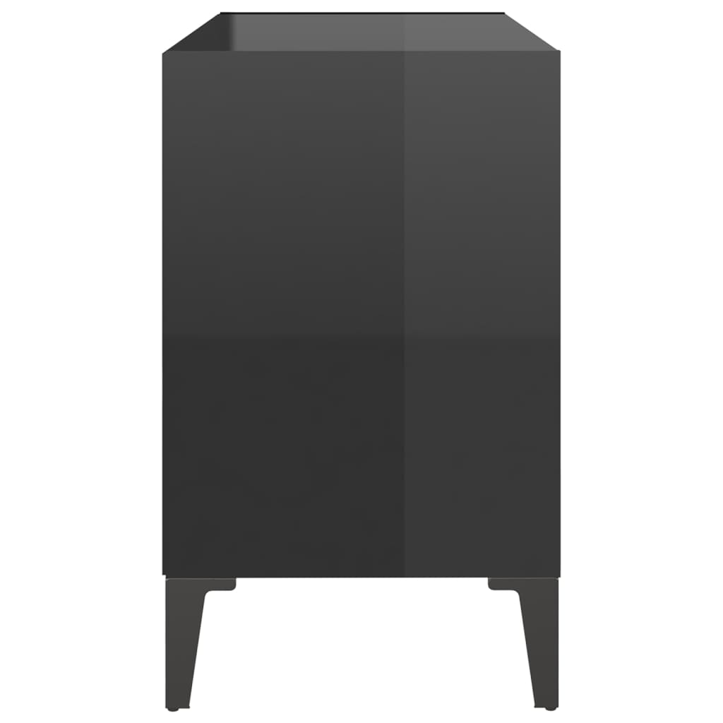 vidaXL Comodă TV cu picioare metalice, negru extralucios 69,5x30x50 cm