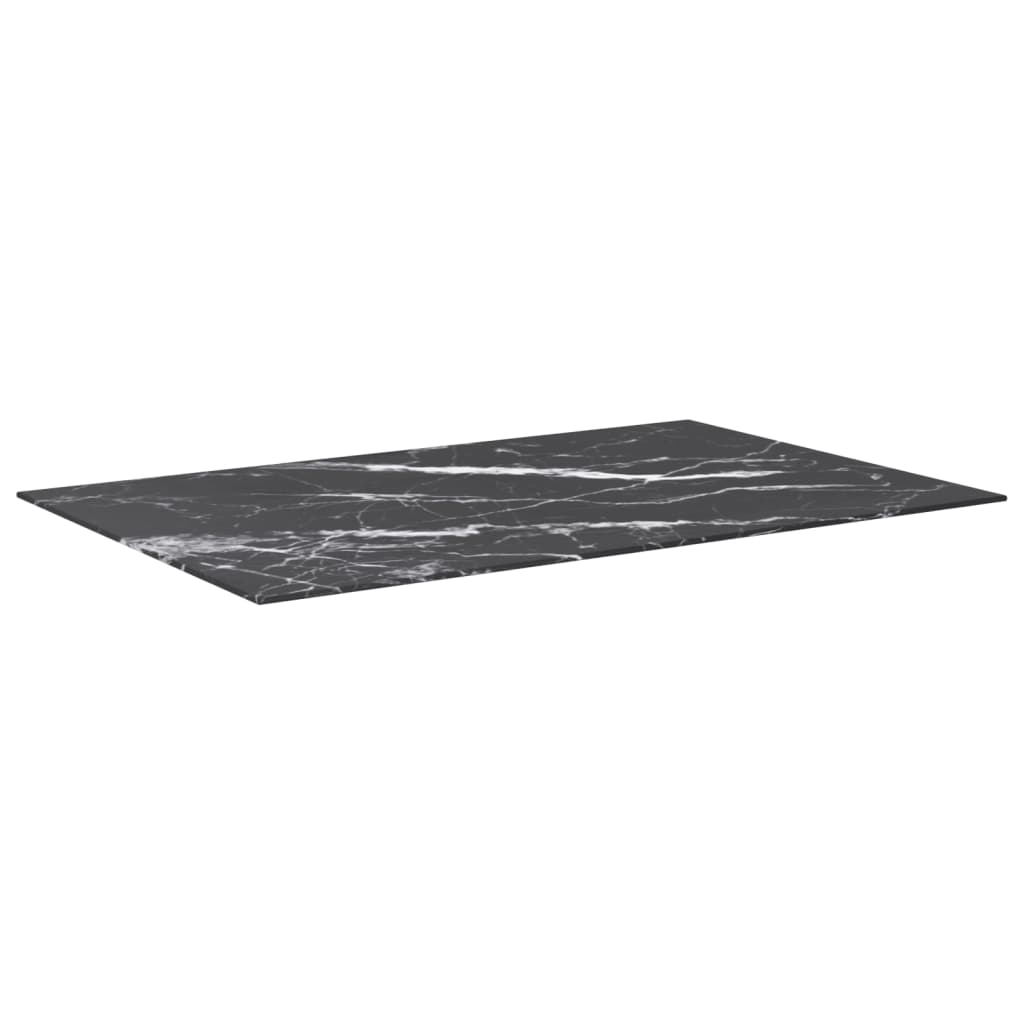 vidaXL Blat masă negru 100x62 cm 8mm sticlă securizată design marmură