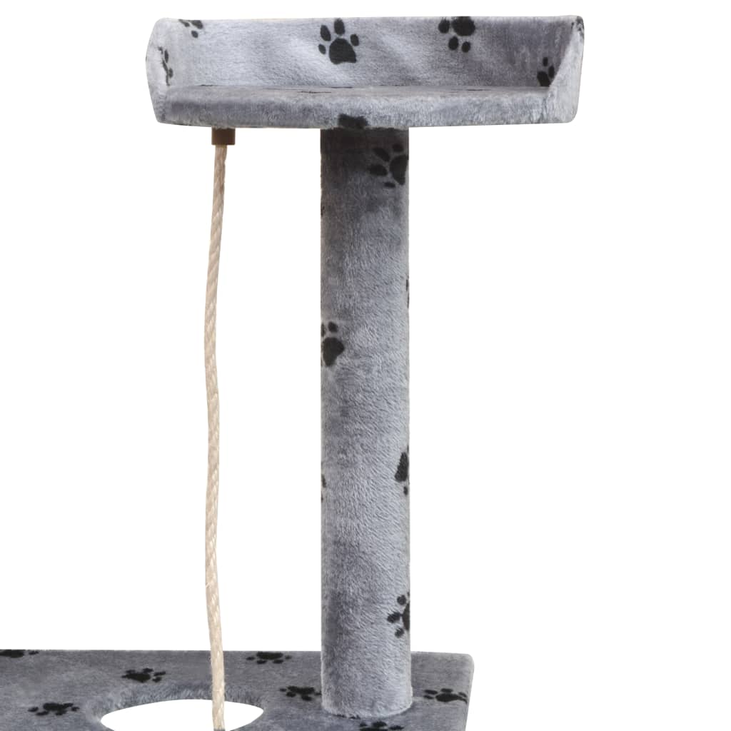 vidaXL Ansamblu pisici cu funie de sisal, 150 cm, imprimeu lăbuțe, gri