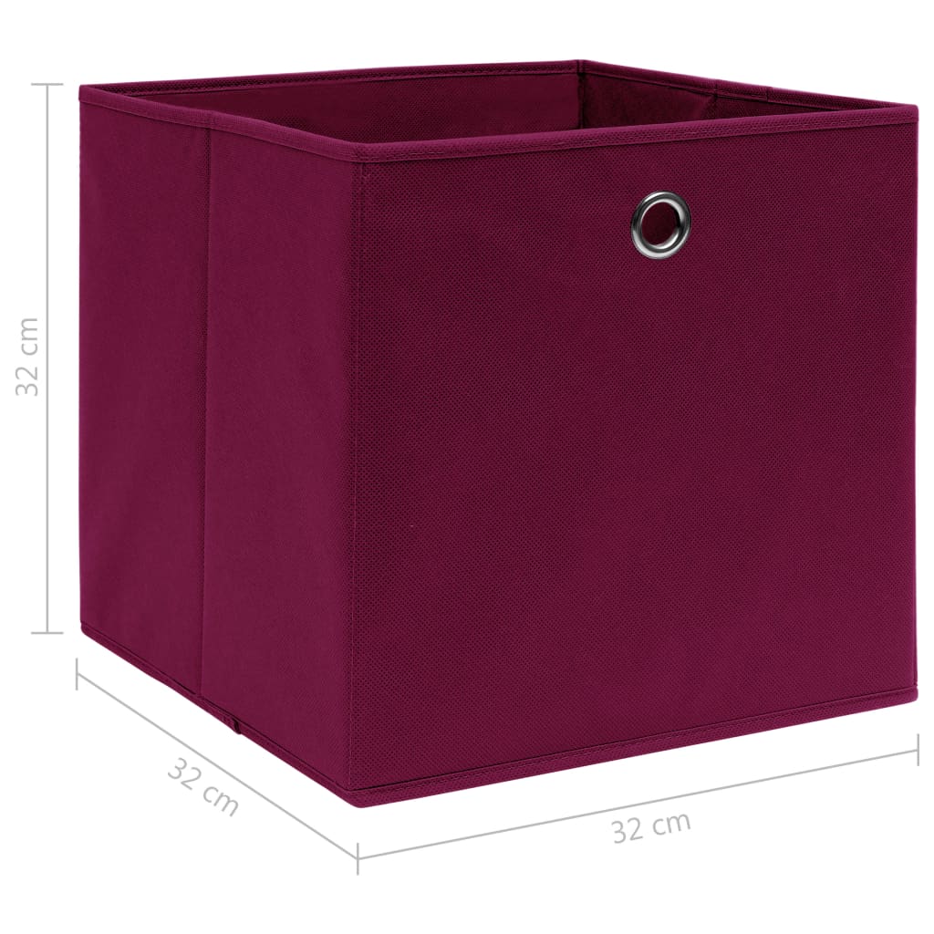 vidaXL Cutii depozitare, 4 buc., roșu închis, 32x32x32 cm, textil