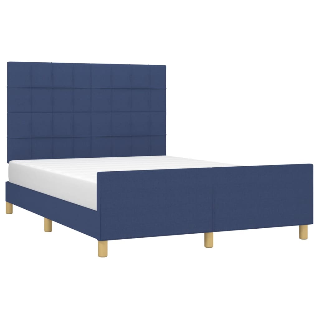 vidaXL Cadru de pat cu tăblie, albastru, 140x200 cm, textil