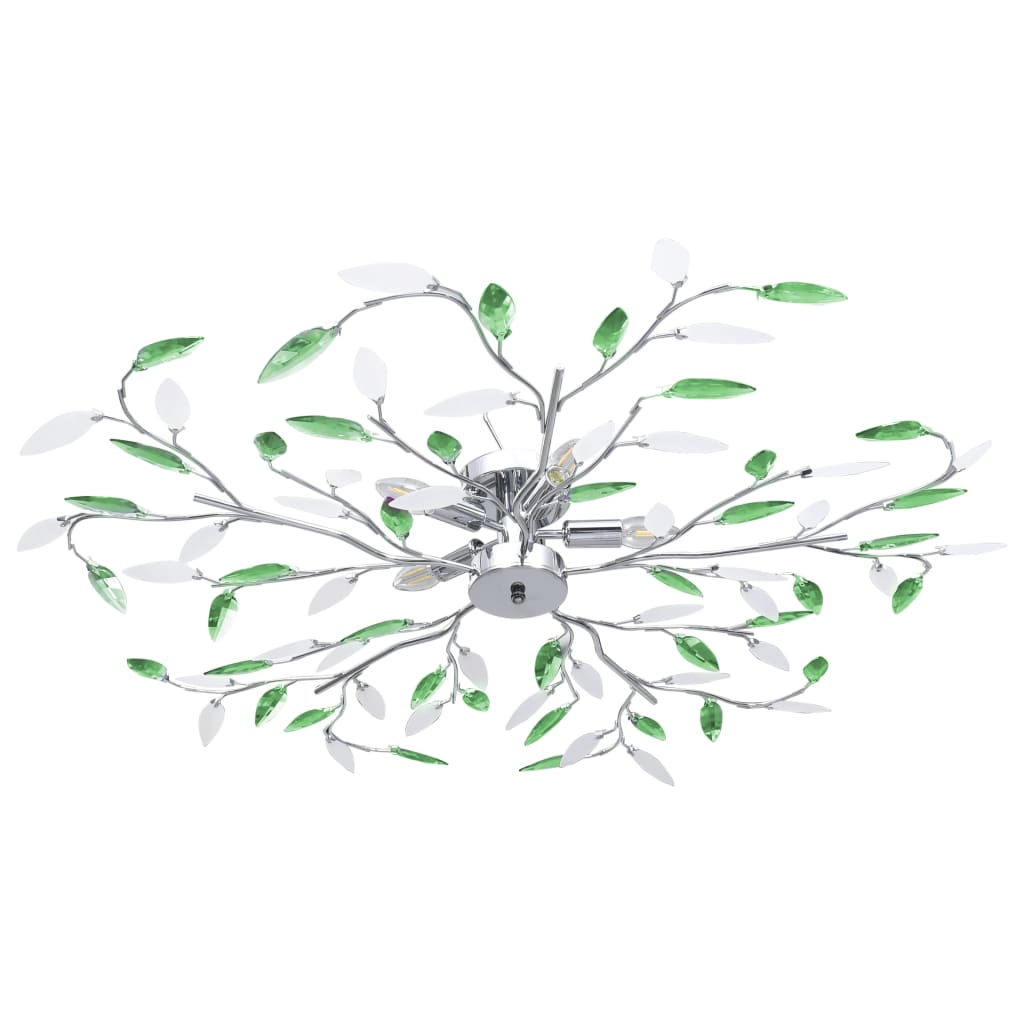 vidaXL Lustră cu brațe tip frunze cristal acrilic verde 5 becuri E14