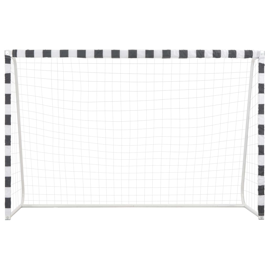 vidaXL Poartă de fotbal, negru și alb, 300 x 200 x 90 cm, metal