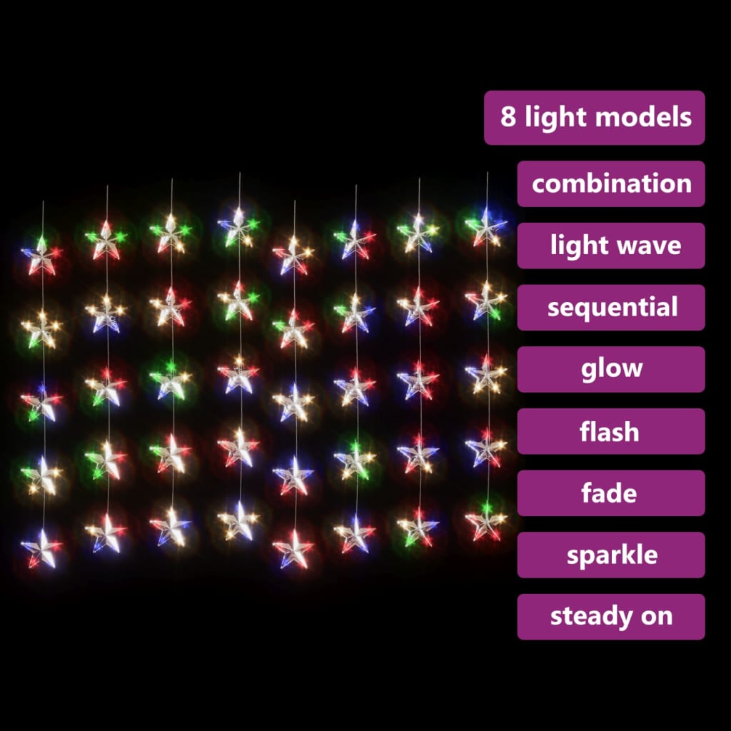 vidaXL Instalație lumini tip perdea stele 200 LED multicolor 8 funcții