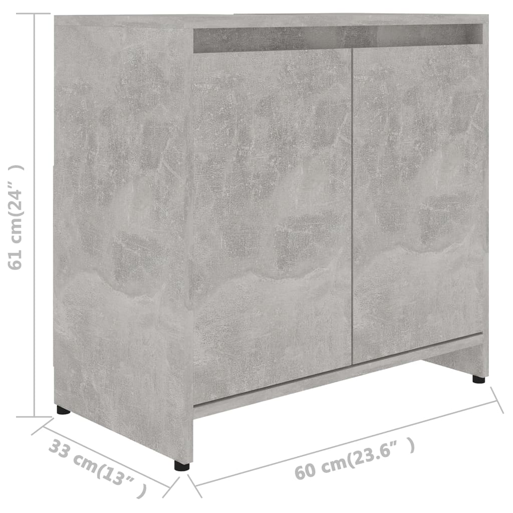 vidaXL Dulap de baie, gri beton, 60 x 33 x 61 cm, PAL