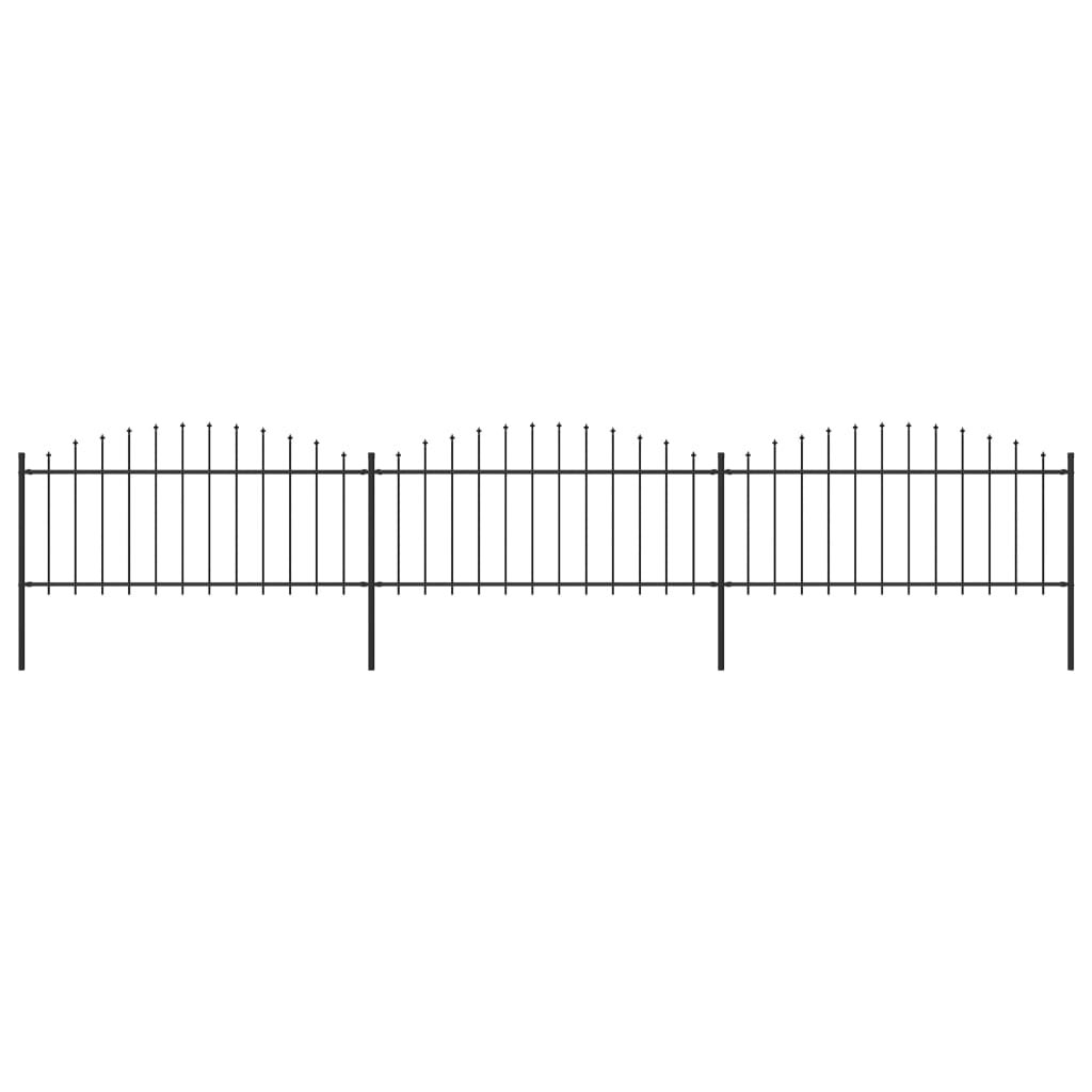 vidaXL Gard de grădină cu vârf suliță, negru, (0,5-0,75) x 5,1 m, oțel