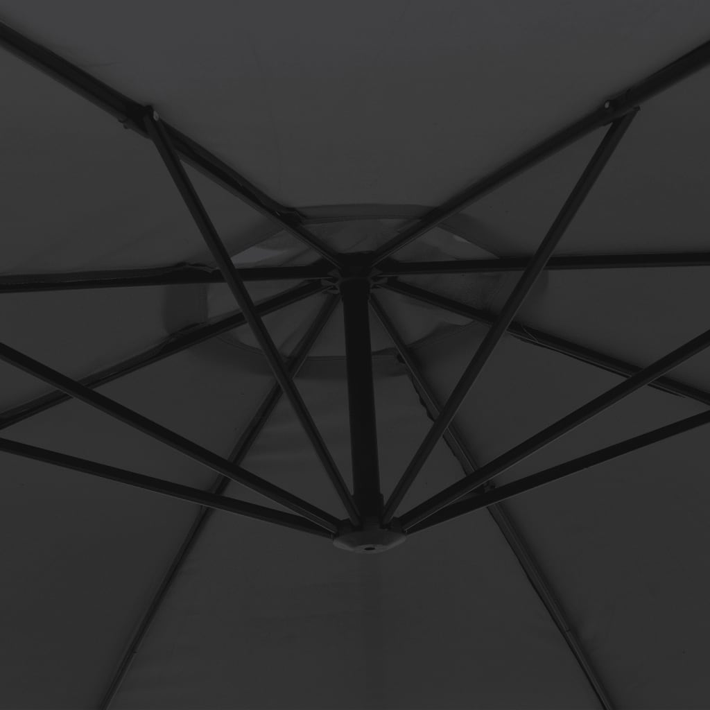 vidaXL Umbrelă suspendată cu stâlp din aluminiu, negru, 350 cm