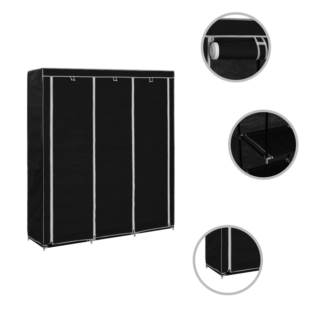 vidaXL Dulap cu bare și compartimente, negru, 150x45x175 cm