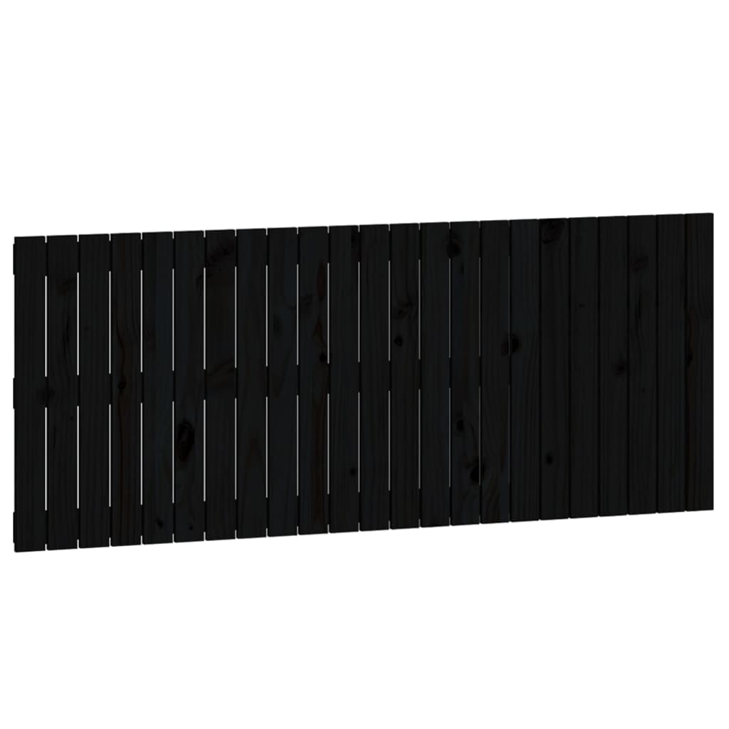 vidaXL Tăblie de pat pentru perete, negru, 147x3x60 cm, lemn masiv pin