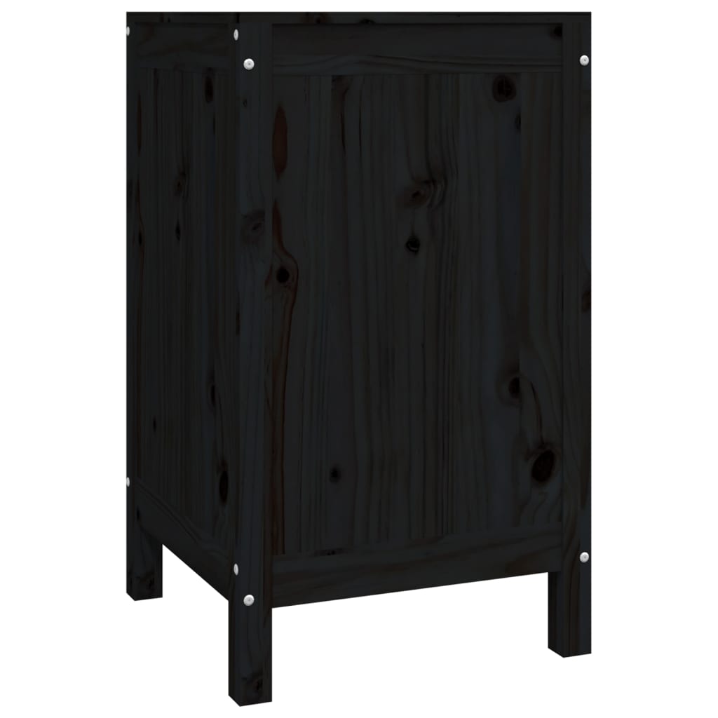 vidaXL Cutie de rufe, negru, 44x44x76 cm, lemn masiv de pin
