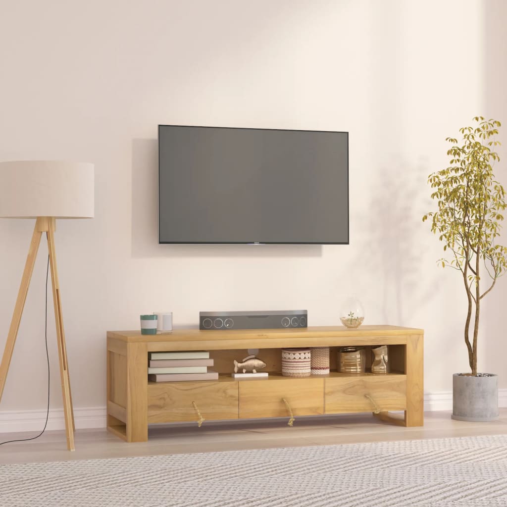 vidaXL Comodă TV, 110x30x35 cm, lemn masiv de tec
