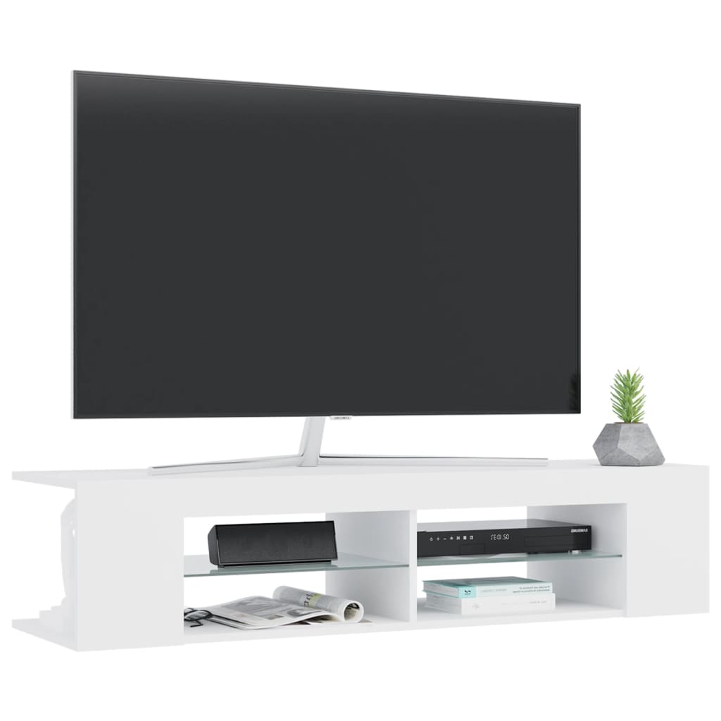 vidaXL Comodă TV cu lumini LED, alb, 135x39x30 cm