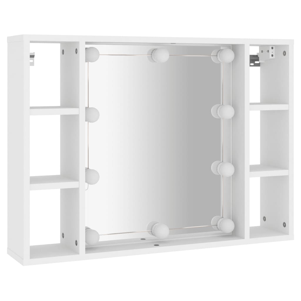 vidaXL Dulap cu oglindă și LED, alb, 76x15x55 cm