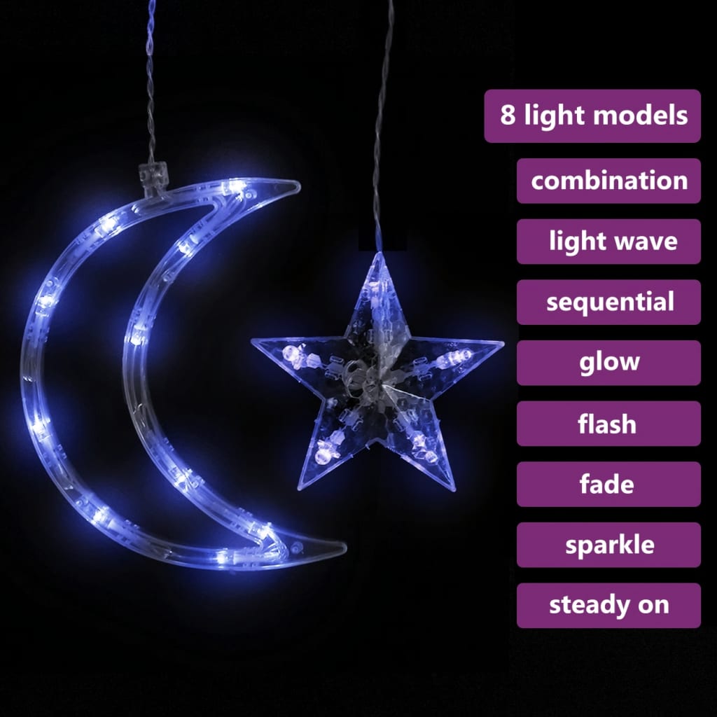 vidaXL Lumini lună și stele, 138 LED-uri, albastru, cu telecomandă