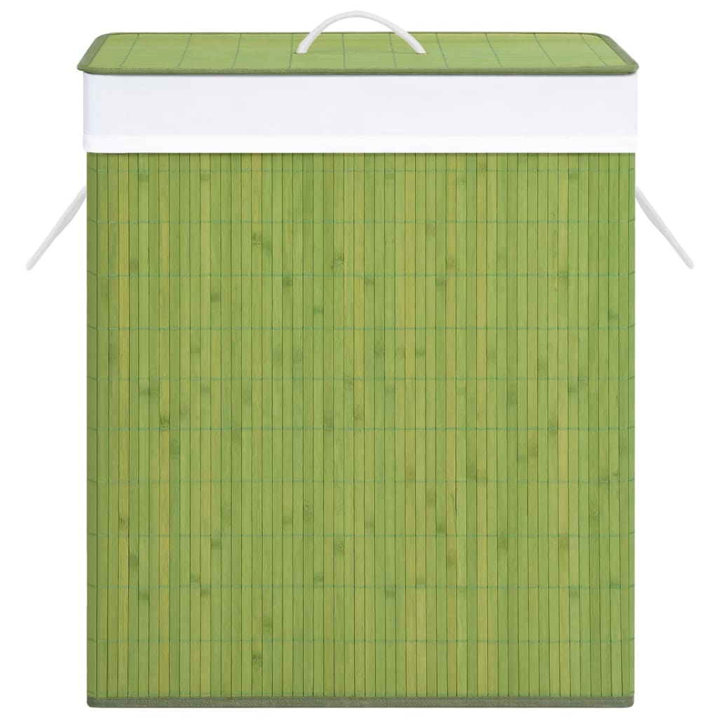 vidaXL Coș de rufe din bambus cu o secțiune, verde, 83 L