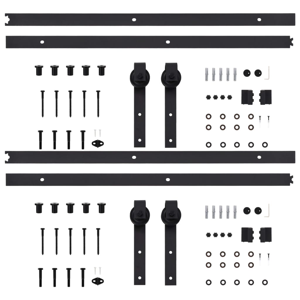 vidaXL Seturi de feronerie uși glisante, 2 buc., negru, 200 cm, oțel