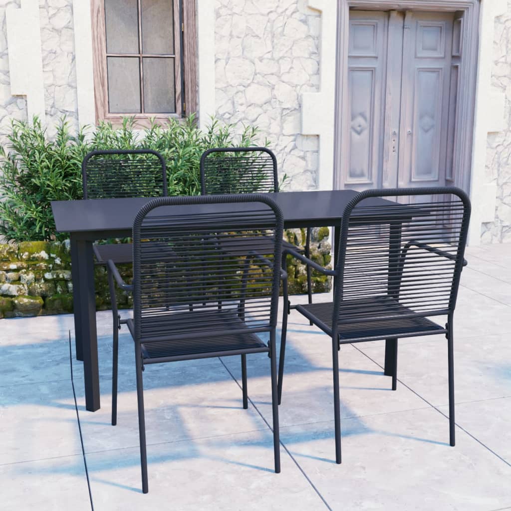 vidaXL Set mobilier de grădină, 5 piese, negru, sticlă și oțel