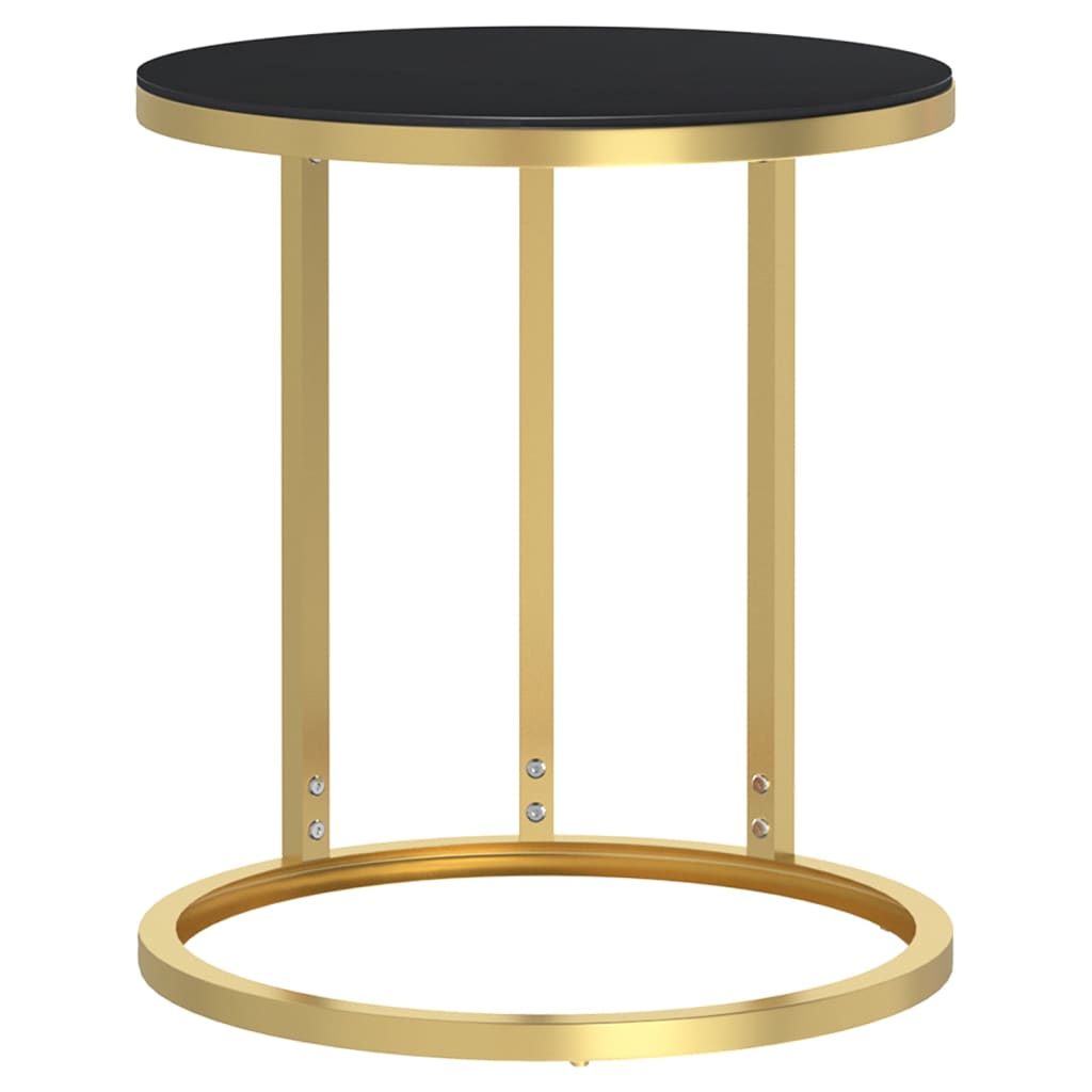 vidaXL Masă laterală,45 cm, auriu și negru, sticlă securizată