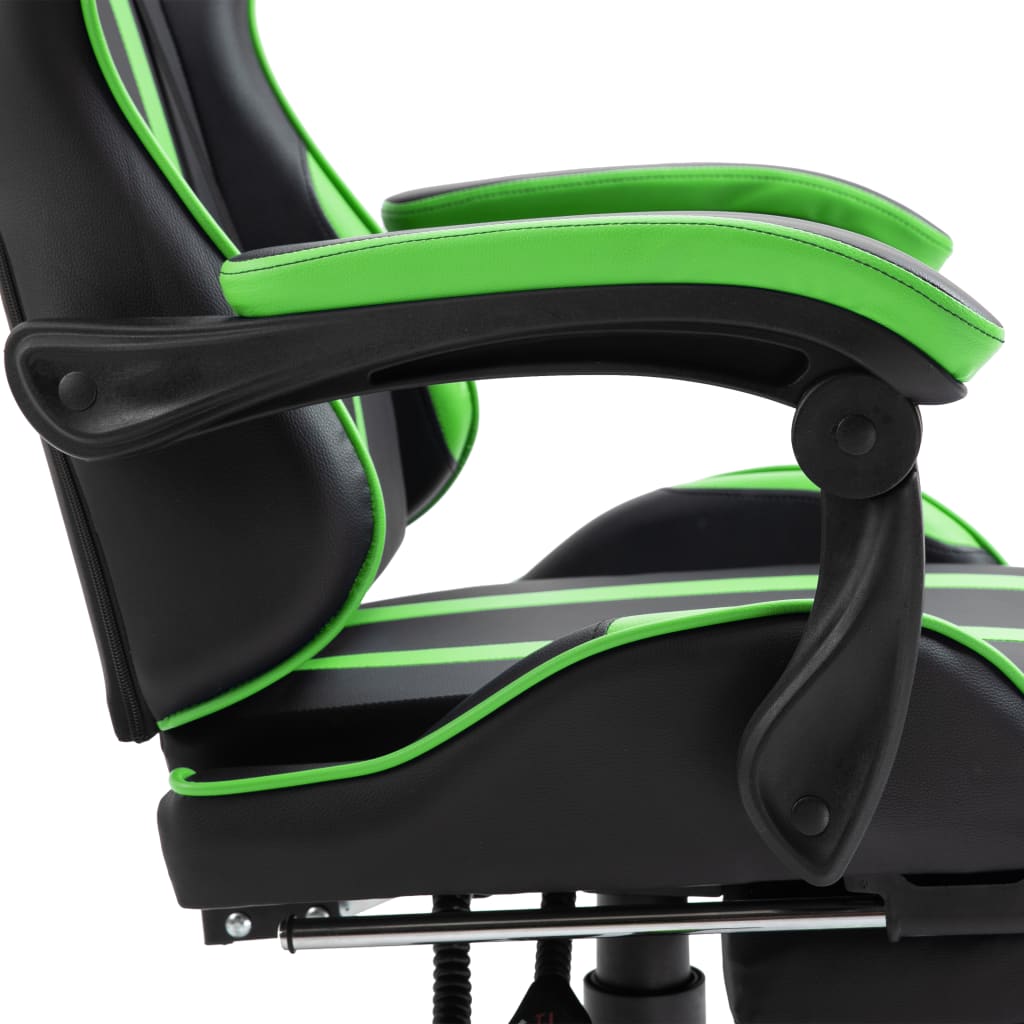 vidaXL Scaun jocuri cu suport picioare, verde, piele ecologică