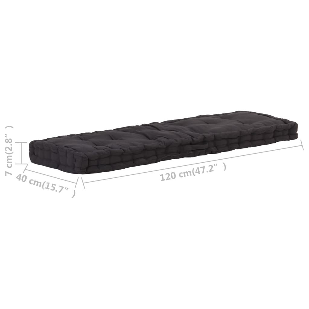 vidaXL Pernă podea canapea din paleți, negru, 120 x 40 x 7 cm, bumbac