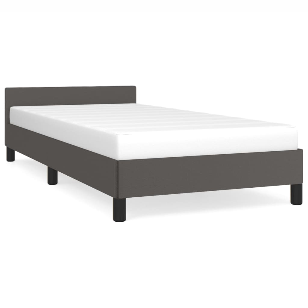 vidaXL Cadru de pat cu tăblie, gri, 80x200 cm, piele ecologică
