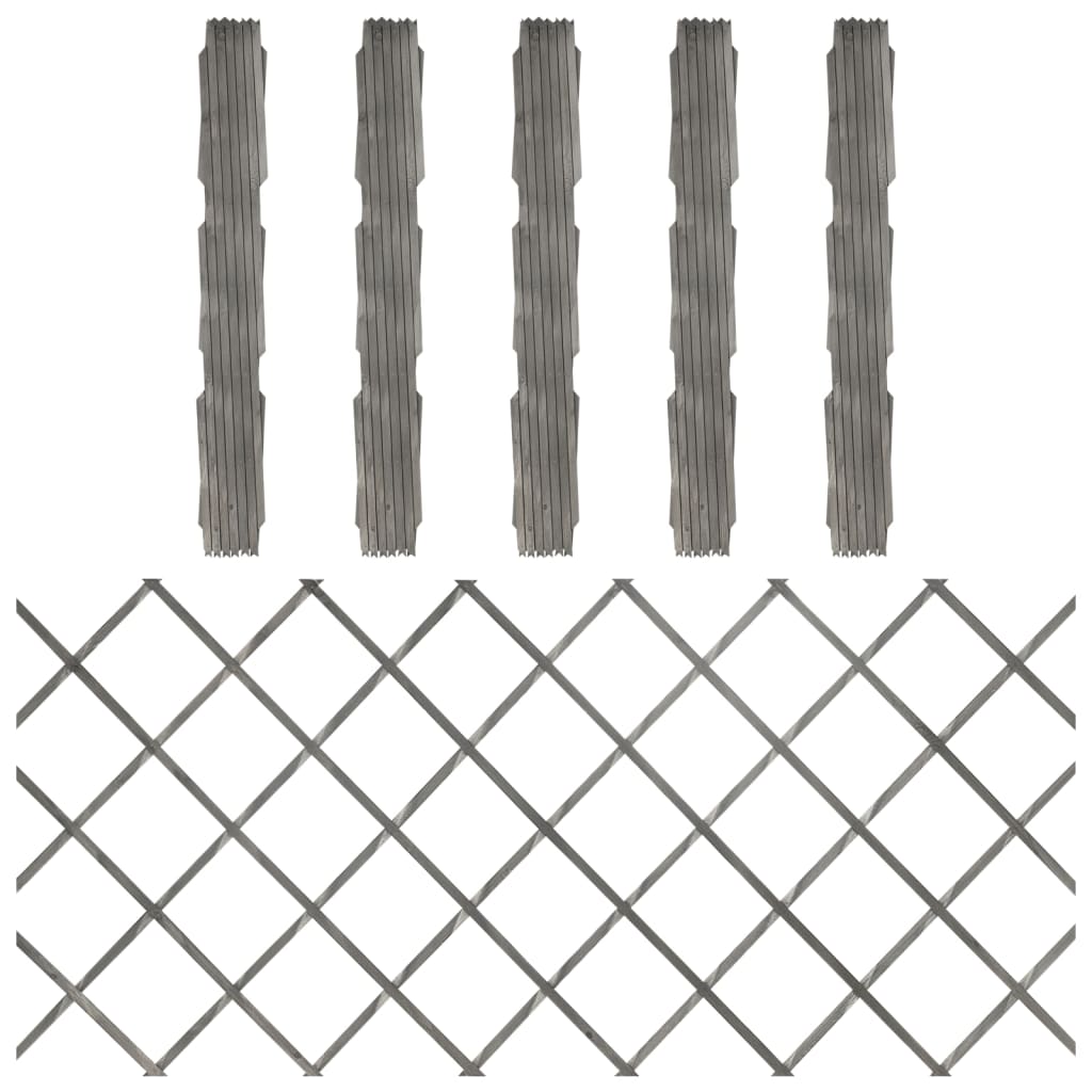 vidaXL Garduri cu zăbrele, 5 buc., gri, 180x80 m, lemn masiv de brad