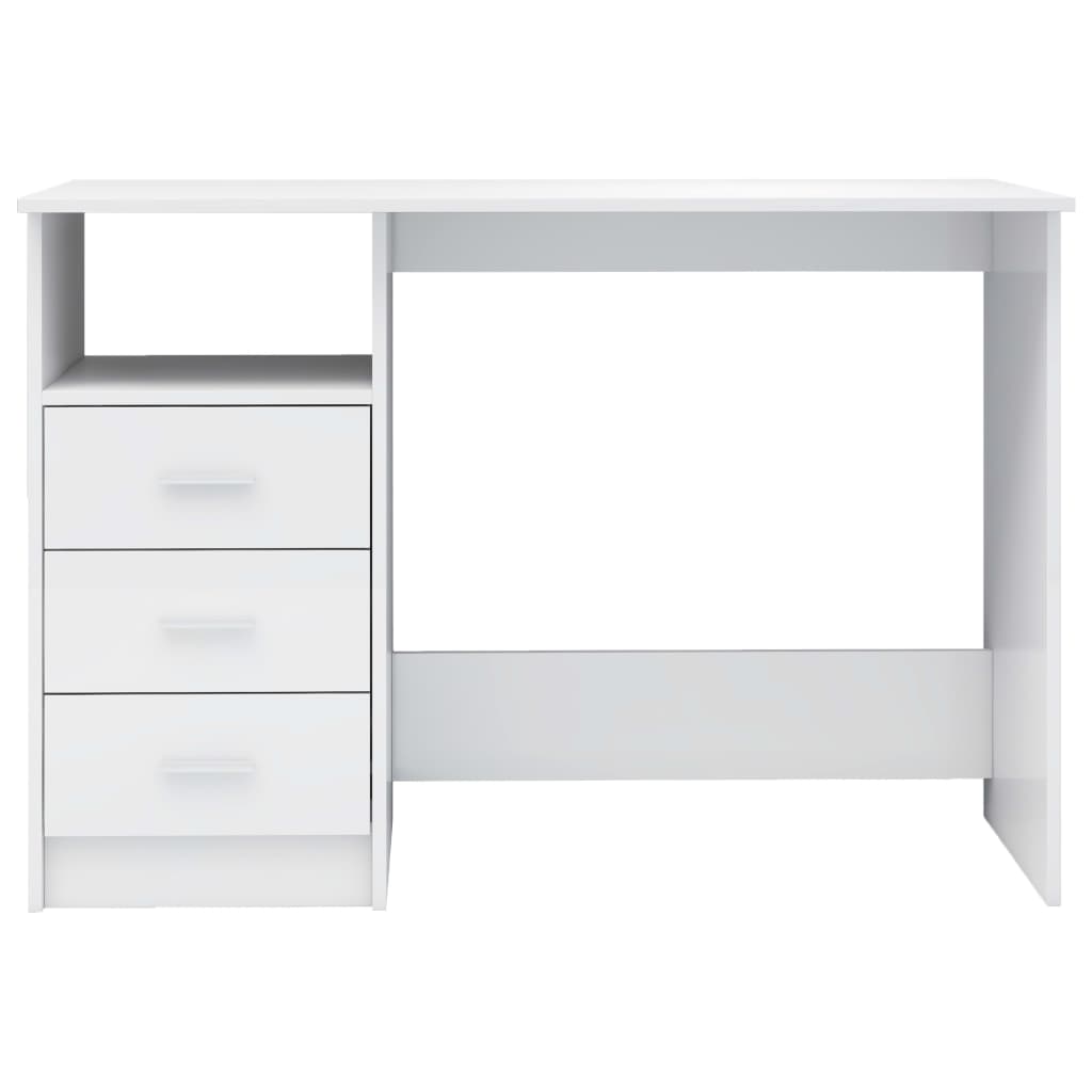 vidaXL Birou cu sertare, alb foarte lucios, 110 x 50 x 76 cm, PAL