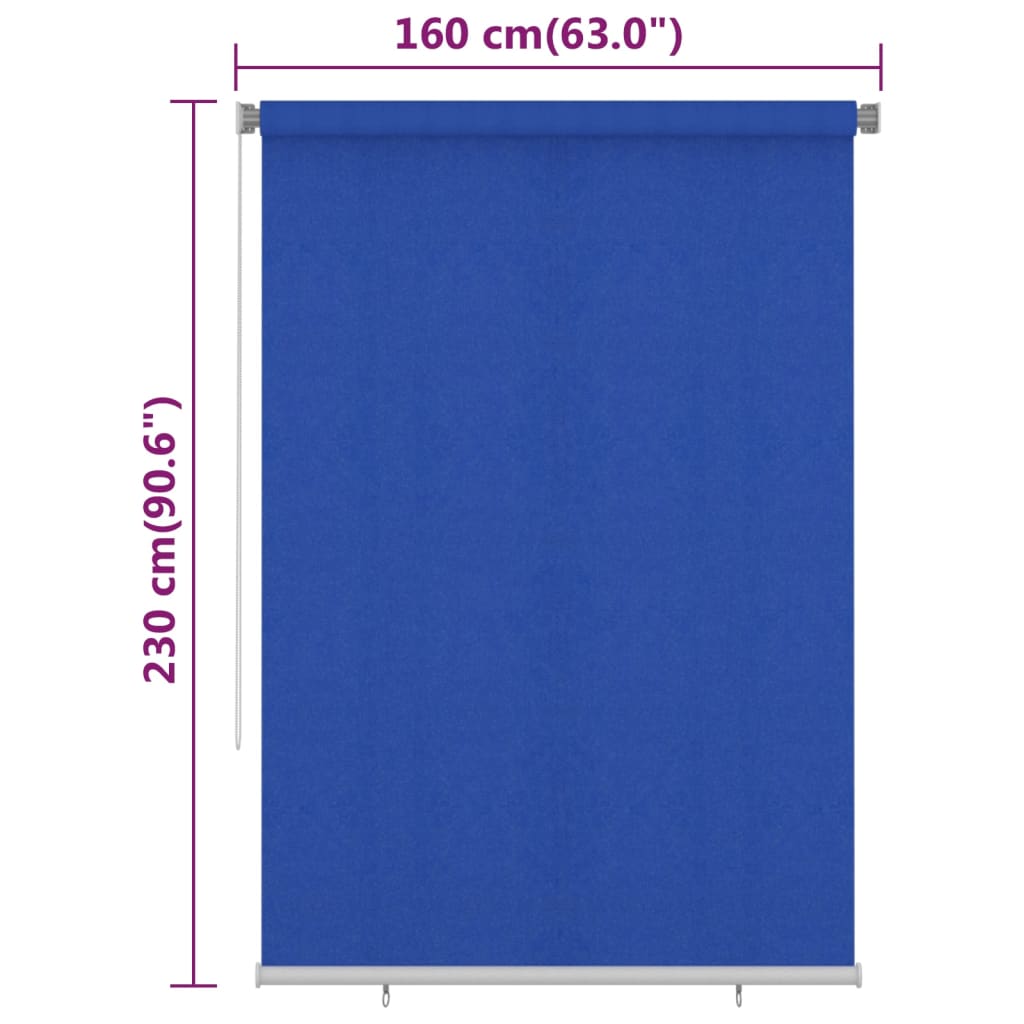 vidaXL Jaluzea tip rulou de exterior, albastru, 160x230 cm, HDPE