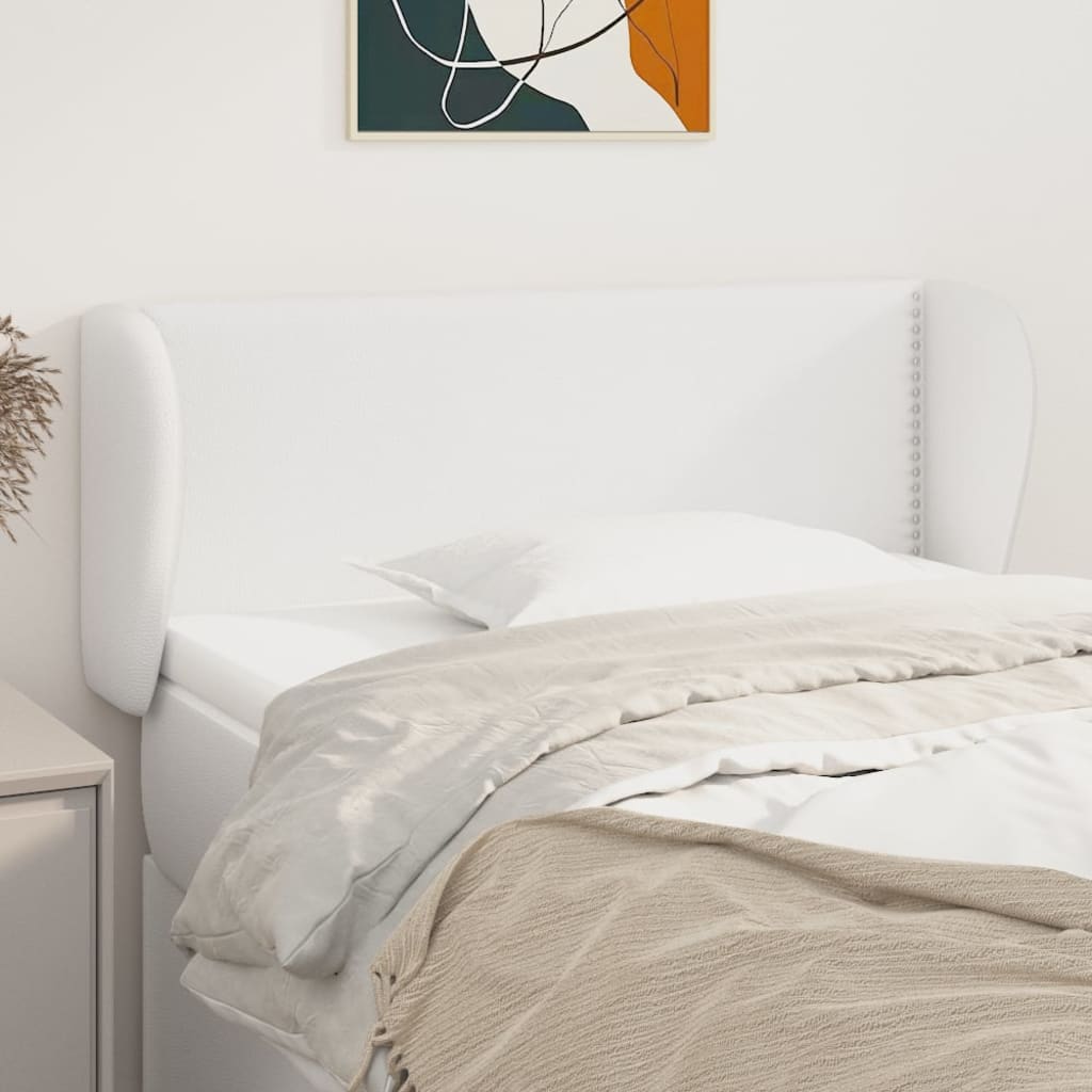 vidaXL Tăblie de pat cu aripioare alb 83x23x78/88 cm piele ecologică