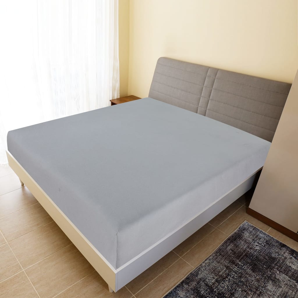 vidaXL Cearșaf de pat cu elastic, 2 buc., gri, 160x200 cm, bumbac