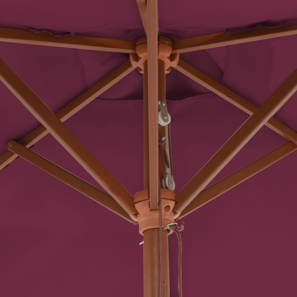 vidaXL Umbrelă de soare de exterior, stâlp lemn, 150x200 cm roșu bordo