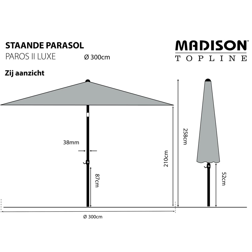 Madison Umbrelă de soare Paros II Luxe, strălucire aurie, 300 cm