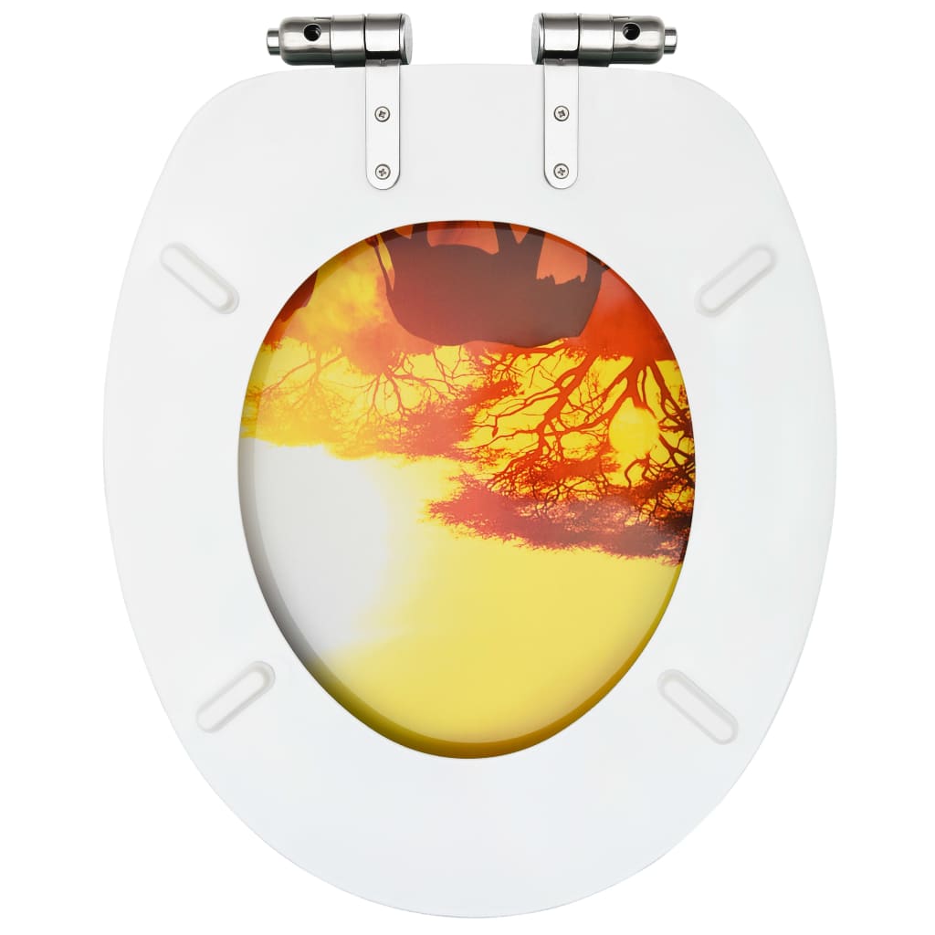 vidaXL Colac WC cu capac închidere silențioasă, MDF, design savană