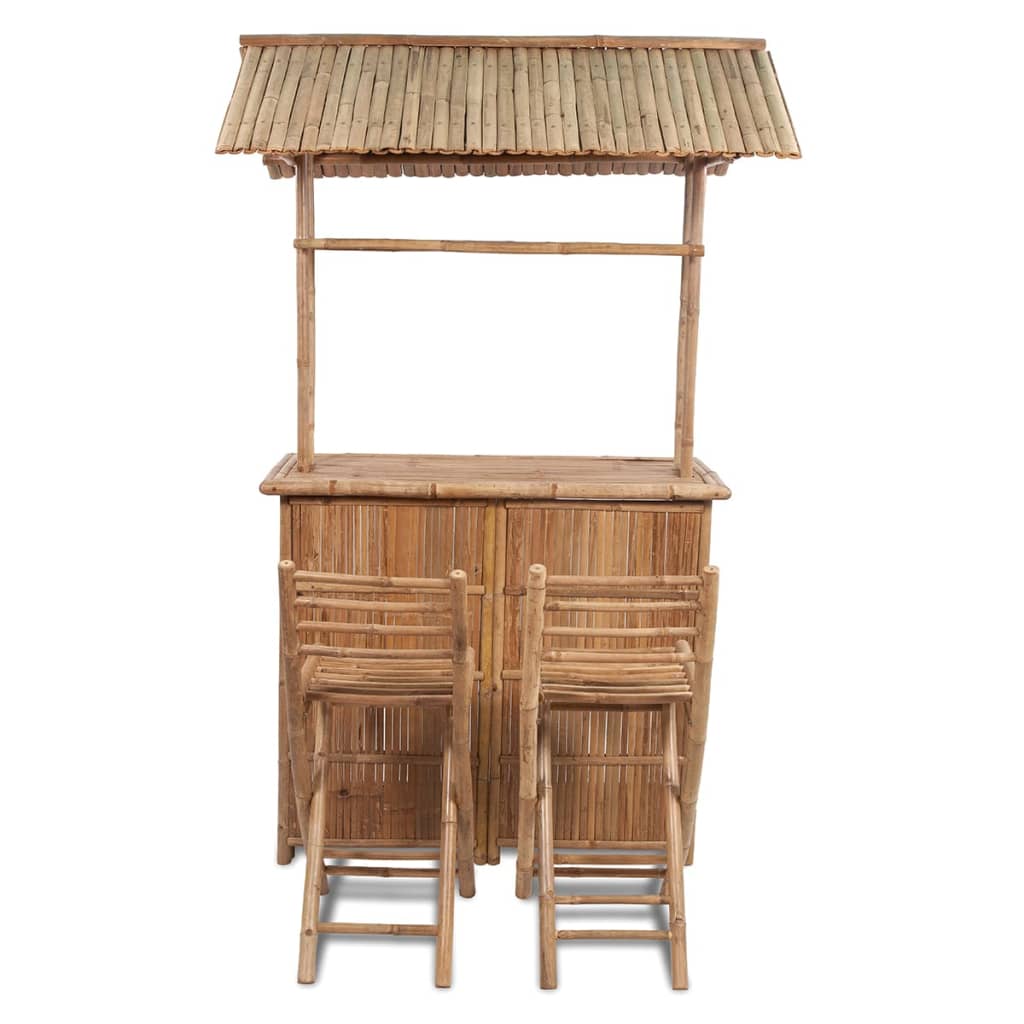 vidaXL Set mobilier de bar, 3 piese, lemn de bambus