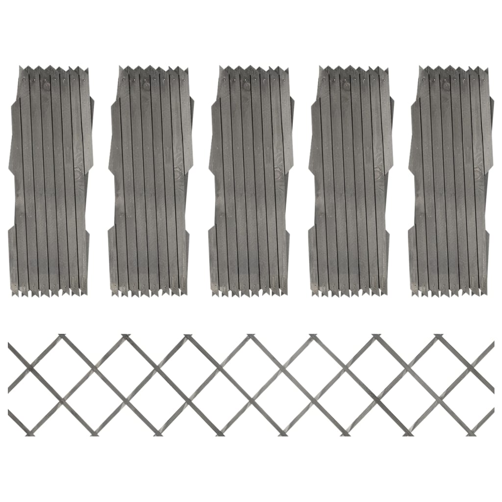 vidaXL Garduri din spalier, 5 buc., gri, 180x30 cm, lemn masiv de brad
