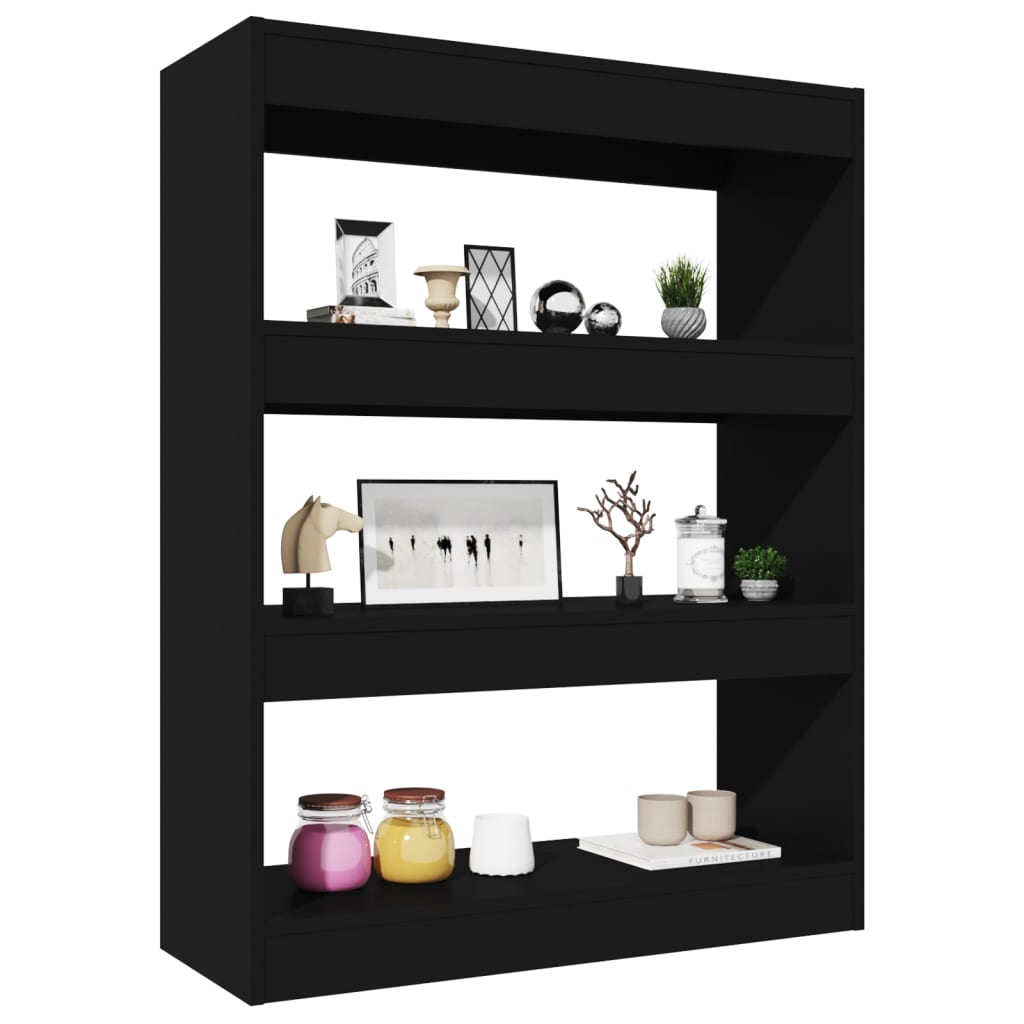 vidaXL Bibliotecă/Separator cameră, negru, 80x30x103 cm, lemn compozit