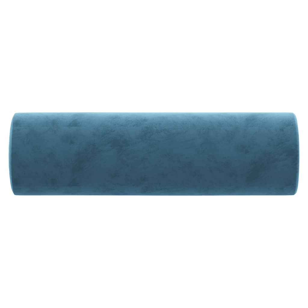vidaXL Perne decorative, 2 buc., albastru, Ø15x50 cm, catifea