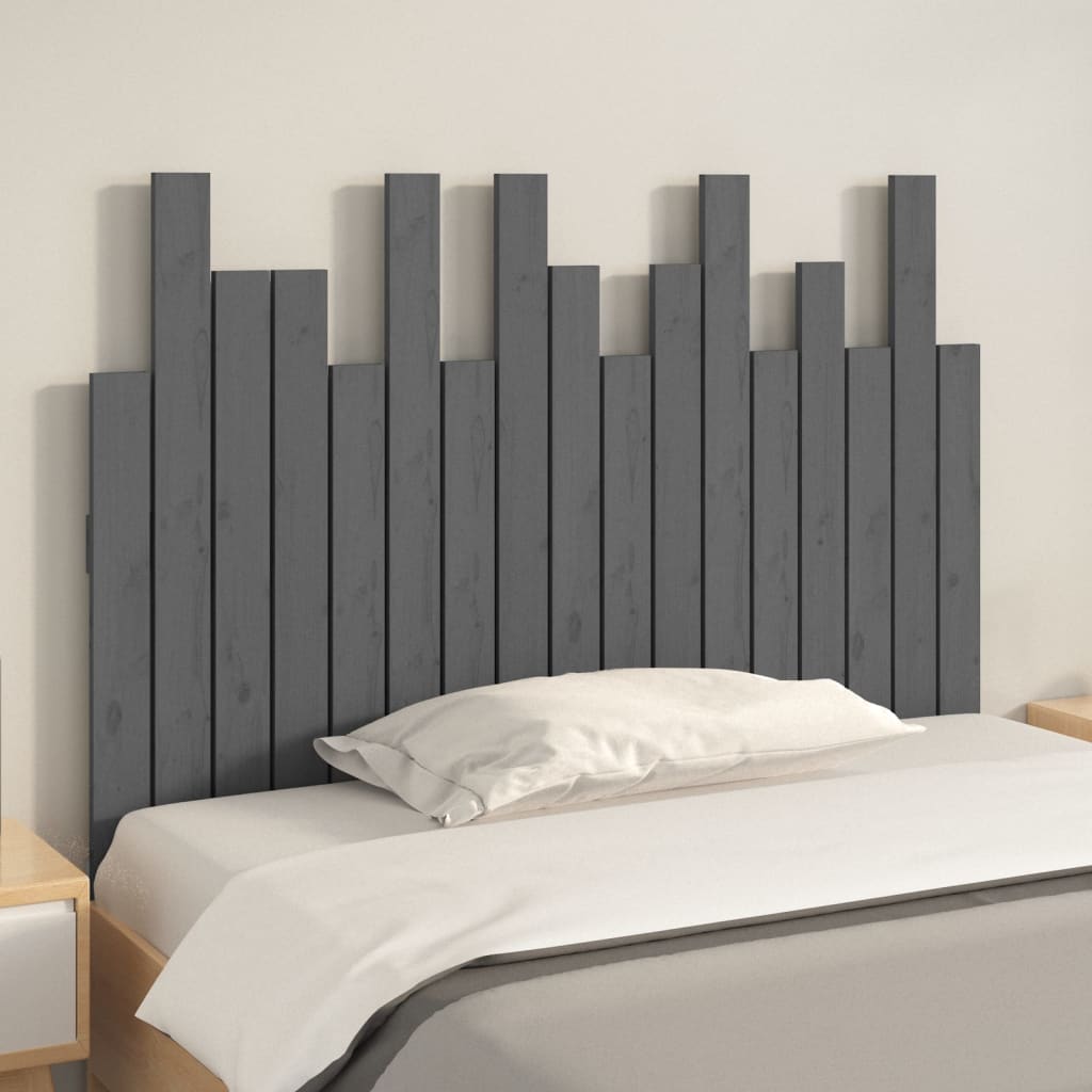 vidaXL Tăblie de pat pentru perete, gri, 108x3x80 cm, lemn masiv pin
