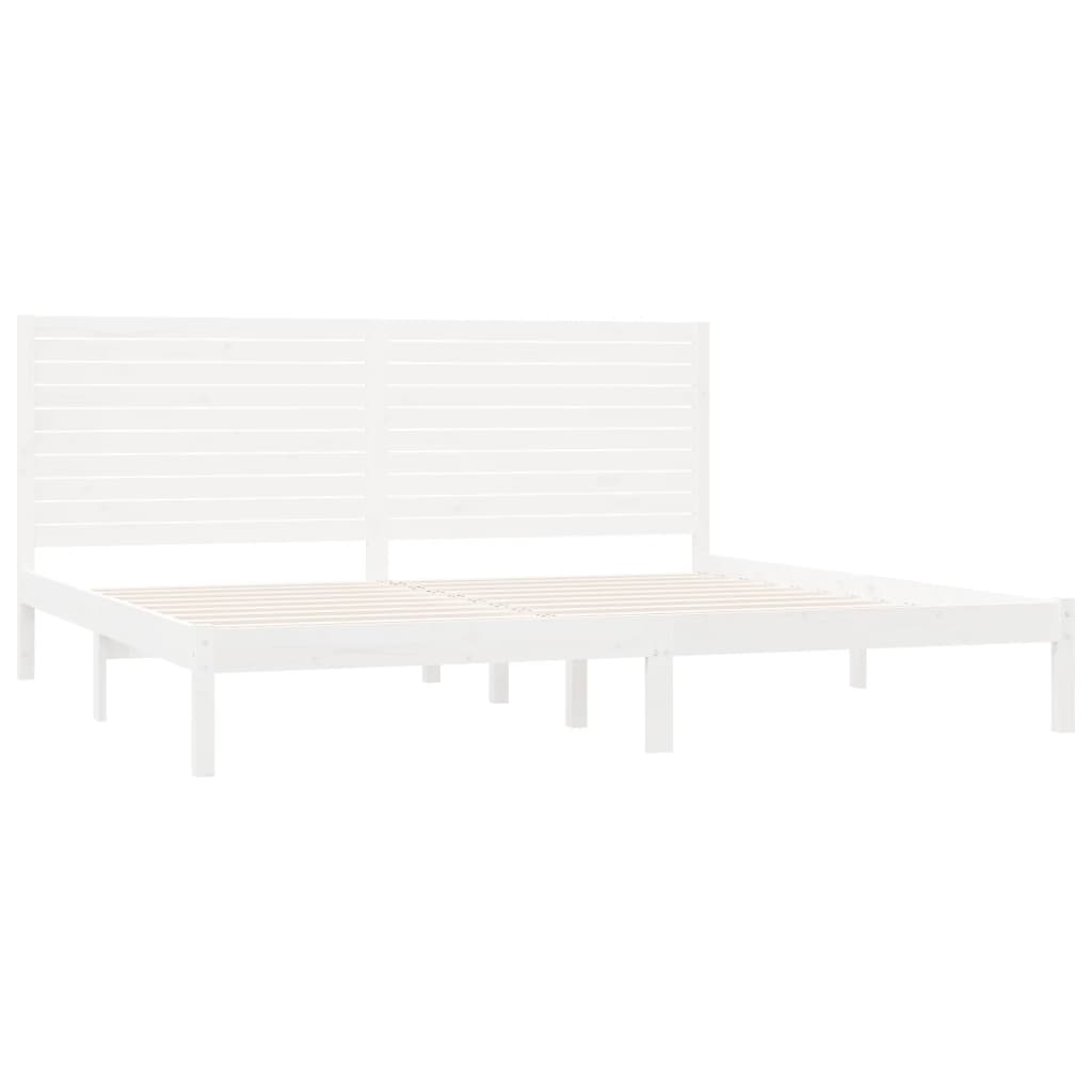 vidaXL Cadru de pat Super King, alb, 180x200 cm, lemn masiv