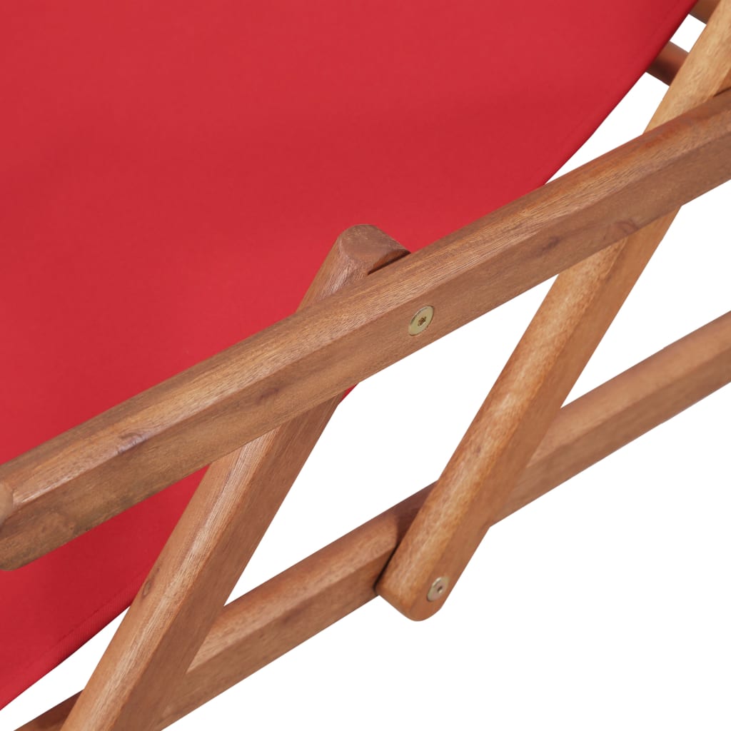 vidaXL Scaun de plajă pliabil, roșu, textil și cadru din lemn