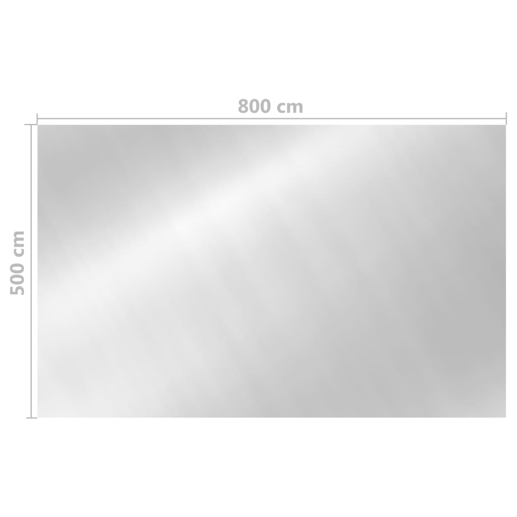 vidaXL Prelată de piscină, argintiu, 800x500 cm, PE, dreptunghiular