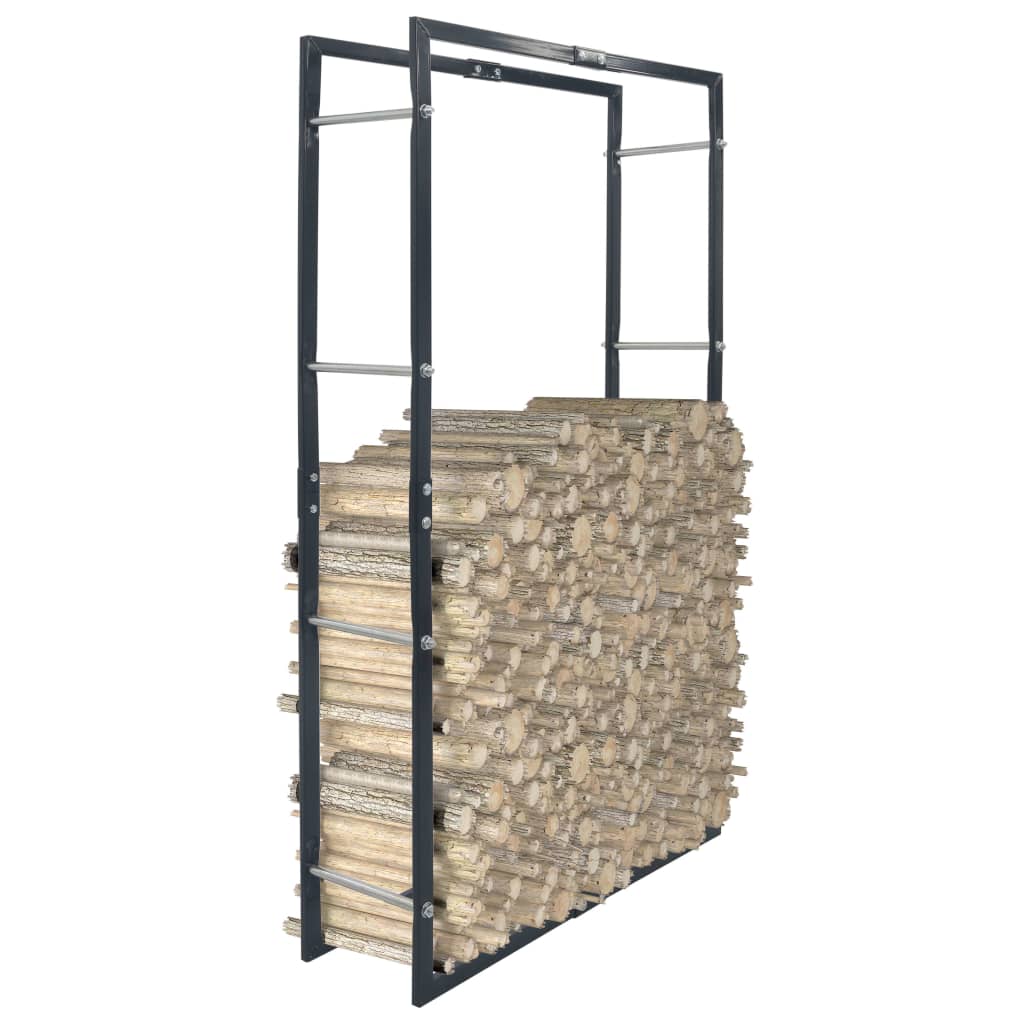 vidaXL Rastel pentru lemne de foc, negru, 80x25x150 cm, oțel