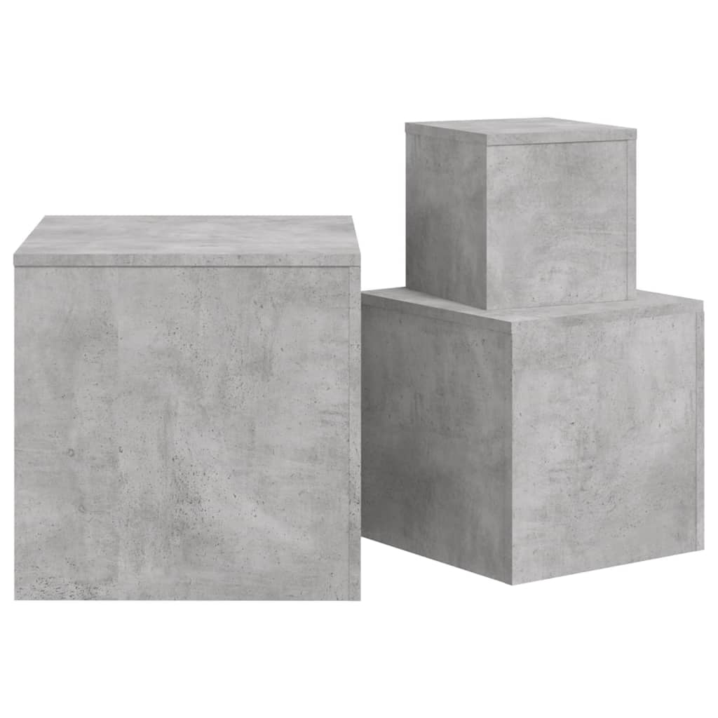 vidaXL Mese laterale, 3 buc., gri beton, lemn compozit