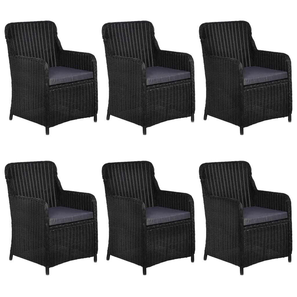 vidaXL Set mobilier de exterior, 7 piese, negru, poliratan