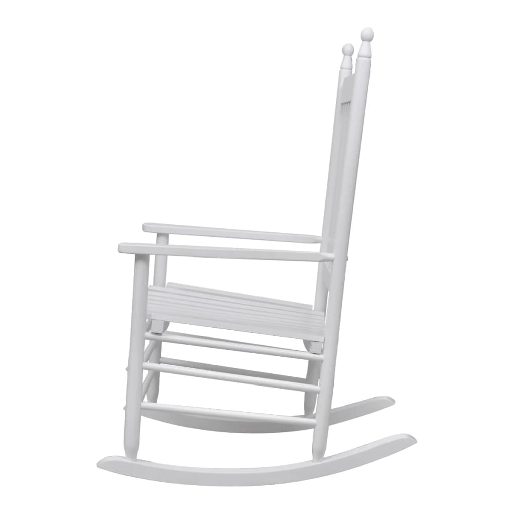 vidaXL Scaun balansoar cu șezut curbat, alb, lemn