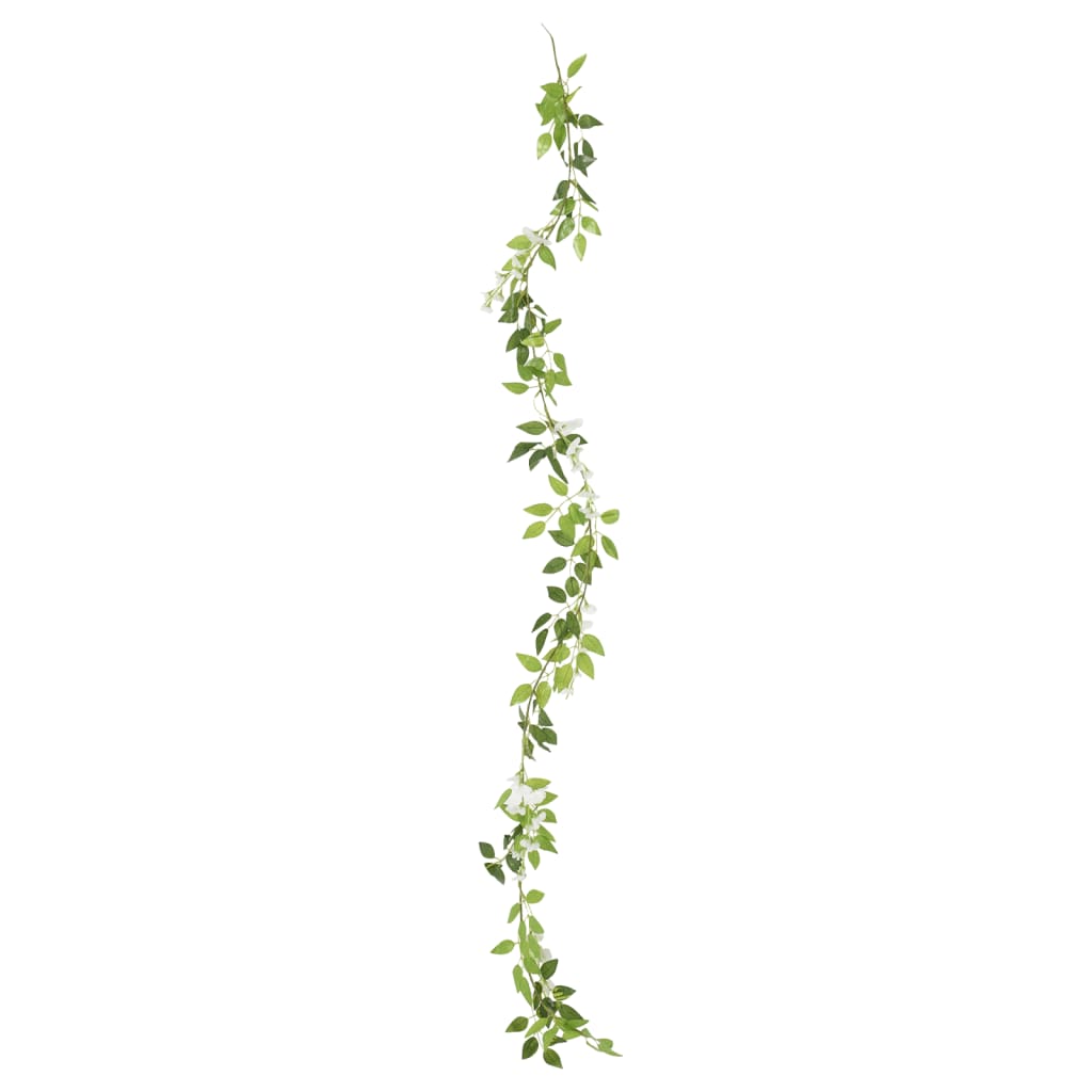 vidaXL Ghirlande de flori artificiale, 6 buc., alb, 200 cm